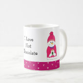 Roze Frosty Snowman met Hot Chocolate Koffiemok (Voorkant rechts)