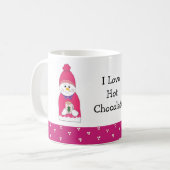 Roze Frosty Snowman met Hot Chocolate Koffiemok (Voorkant links)
