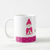 Roze Frosty Snowman met Hot Chocolate Koffiemok (Links)