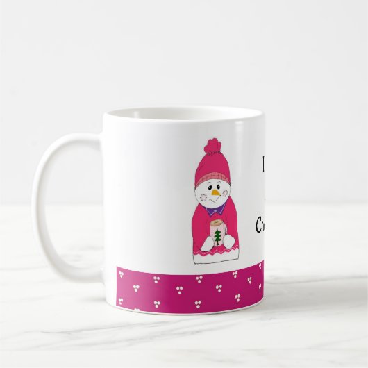 Roze Frosty Snowman met Hot Chocolate Koffiemok (Links)