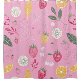 Roze Fruit & Bloemendoek – Cute Strawber Douchegordijn
