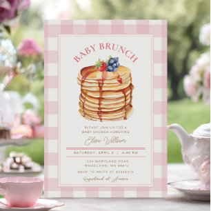 Roze Fruit Pannenkoek Baby shower Brunch Kaart