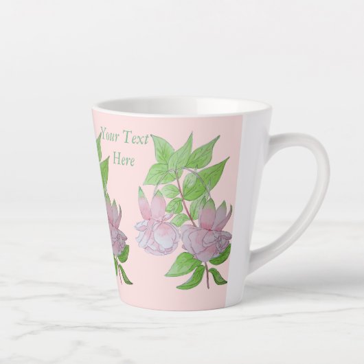 Roze fuchesbloem met bladeren bloem latte mok (Rechts)