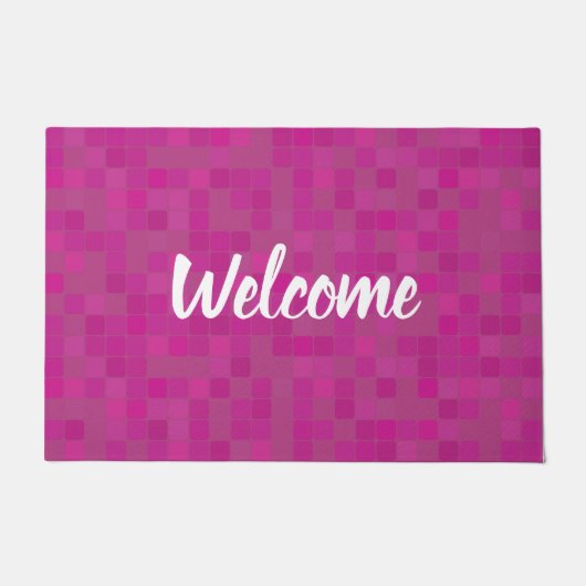 Roze fuchia mozaïek tegels welkom deurmat (Voorkant)