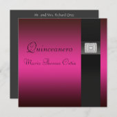 Roze Fuchsia Black Quinceanera 15e verjaardagsfees Kaart (Voorkant / Achterkant)