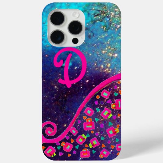 ROZE FUCHSIA BLAUW ABSTRACT DECO MONOGRAM Case-Mate iPhone CASE (Achterkant)