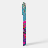 ROZE FUCHSIA BLAUW ABSTRACT DECO MONOGRAM iPhone HOESJE (Linkerkant)