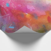 ROZE FUCHSIA BLAUW ABSTRACTE WATERVERF CADEAUPAPIER (Hoek)