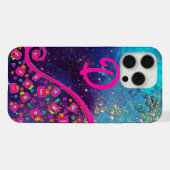 ROZE FUCHSIA BLAUWE ABSTRACTE DECO MONOGRAM iPhone HOESJE (Achterkant horizontaal)
