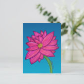 Roze Fuchsia Bloem met blauwe achtergrond Briefkaart (Staand voorkant)