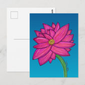 Roze Fuchsia Bloem met blauwe achtergrond Briefkaart (Voorkant / Achterkant)