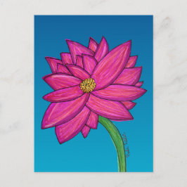Roze Fuchsia Bloem met blauwe achtergrond Briefkaart
