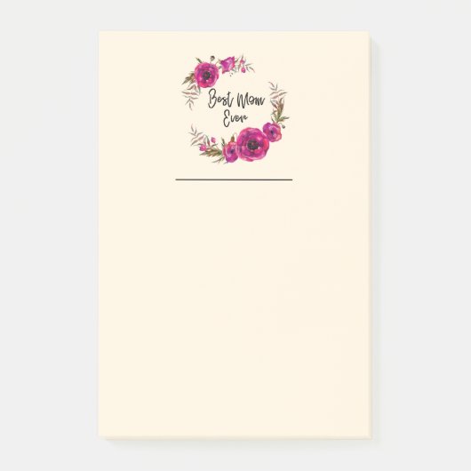 Roze Fuchsia Bloemen Klaprozen Krans Beste Moeder Post-it® Notes (Voorkant)
