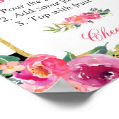 Roze Fuchsia Bloemige Bruiloftsbrunch Mimosa Bar B Poster (Hoek)