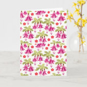 Roze Fuchsia Bloempatroon – Retro Botanisch Kaart (Gele Bloem)
