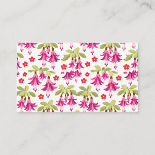 Roze Fuchsia Bloempatroon – Retro Botanisch Visitekaartje