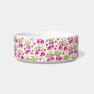 Roze Fuchsia Bloempatroon – Retro Botanisch Voerbakje