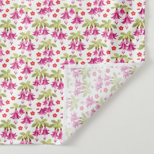 Roze Fuchsia Bloempatroon – Retro Botanisch Wandkleed