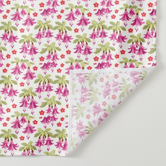 Roze Fuchsia Bloempatroon – Retro Botanisch Wandkleed (Detail)