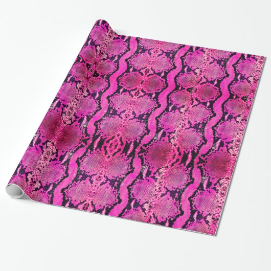 Roze Fuchsia Boa Constrictor Snakeskin Cadeaupapier (Uitgerold)