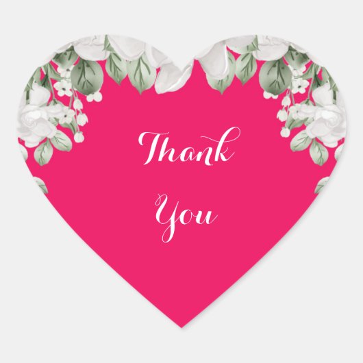 roze fuchsia bruiloft uitnodiging hart sticker (Voorkant)