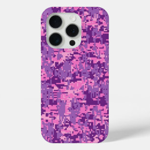 Roze Fuchsia Digital Camouflage Decor op een iPhone 15 Pro Case