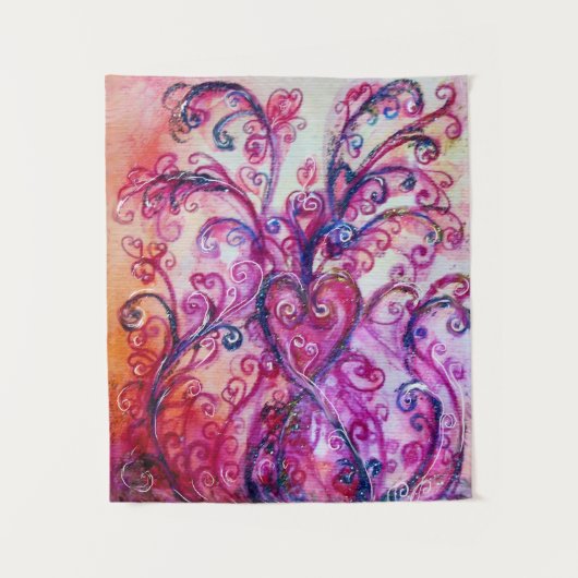 ROZE FUCHSIA DROMERIGE VERSIERINGEN MET HART WANDKLEED (Voorkant)