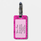 Roze Fuchsia en magenta Arabesque Moroccan Bagagelabel (Achterkant verticaal)