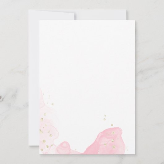 Roze Fuchsia Floral Goud Waterverf Quinceañera Save The Date (Achterkant)