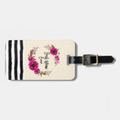 Roze Fuchsia Floral Poppies met de beste mam ooit Bagagelabel (Voorkant horizontaal)