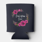 Roze Fuchsia Floral Poppies met de beste mam ooit Blikjeskoeler (Achterkant)