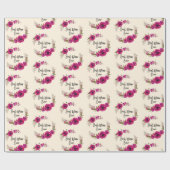 Roze Fuchsia Floral Poppies met de beste mam ooit Cadeaupapier (Vlak)