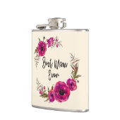 Roze Fuchsia Floral Poppies met de beste mam ooit Heupfles (Links)