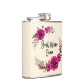 Roze Fuchsia Floral Poppies met de beste mam ooit Heupfles (Rechts)