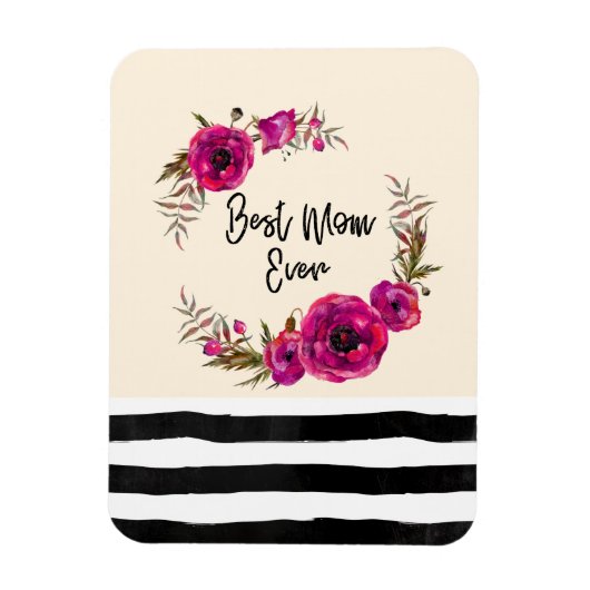 Roze Fuchsia Floral Poppies met de beste mam ooit Magneet (Verticaal)