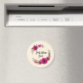 Roze Fuchsia Floral Poppies met de beste mam ooit Magneet (Insitu (Vaatwasser))