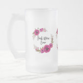Roze Fuchsia Floral Poppies met de beste mam ooit Matglas Bierpul (Links)