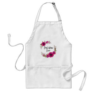 Roze Fuchsia Floral Poppies met de beste mam ooit Standaard Schort