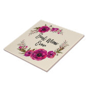 Roze Fuchsia Floral Poppies met de beste mam ooit Tegeltje (Zijkant)