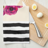 Roze Fuchsia Floral Poppies met de beste mam ooit Theedoek (Quarter Fold)