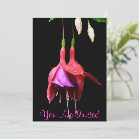 Roze Fuchsia Flower Kaart (Staand voorkant)