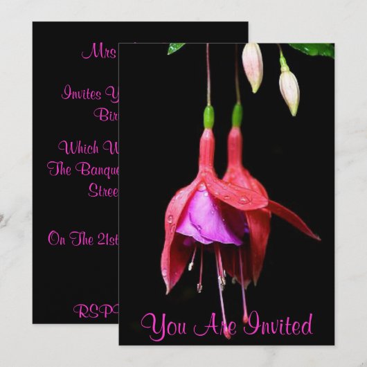 Roze Fuchsia Flower Kaart (Voorkant / Achterkant)