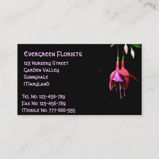 Roze Fuchsia Flower Visitekaartje (Voorkant)