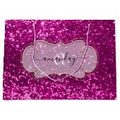 Roze Fuchsia Framed Royal Monogram Name Glitter Groot Cadeauzakje