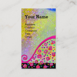 ROZE FUCHSIA GEEL PAARSE ABSTRACTE DECO MONOGRAM VISITEKAARTJE