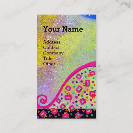 ROZE FUCHSIA GEEL PAARSE ABSTRACTE DECO MONOGRAM VISITEKAARTJE (Voorkant)