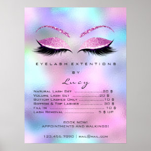 Roze Fuchsia Glitter Makeup Eyes Lashes Price Poster