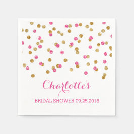 Roze Fuchsia Goud Confetti Vrijgezellenfeest Servetten