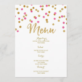 Roze Fuchsia Gouden Confetti Trouwmenu Menu