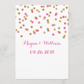 Roze Fuchsia Gouden Confetti Trouwmenu Menu (Achterkant)